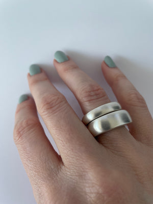 SILVER HIGH RISE STACKER RING